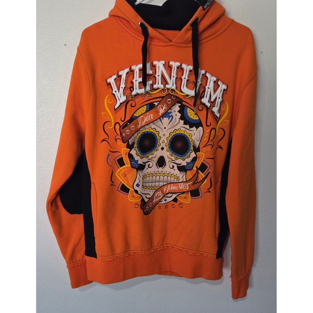Venum Santa Muete 2.0 Pullover Hoodie Orange Sugar Skull Mens  Medium MMA Rare